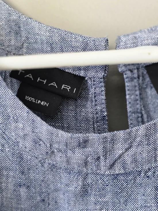 Tahari sleeveless 100% linen shift dress. - Picture 2 of 4